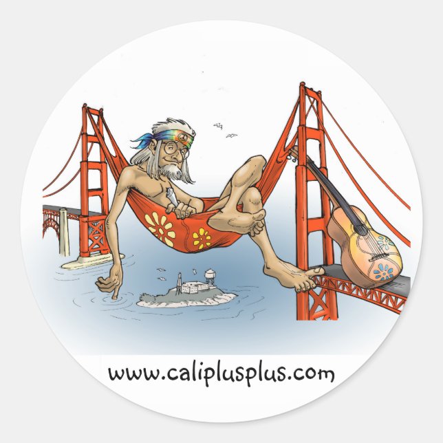 Cali++ SF Hippie Classic Round Sticker (Front)