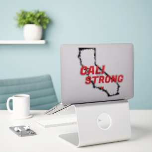 CALI STRONG Red Blk Border CA Solid Heart Sticker