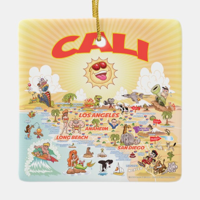 CALI Sunny California Ceramic Ornament (Front)