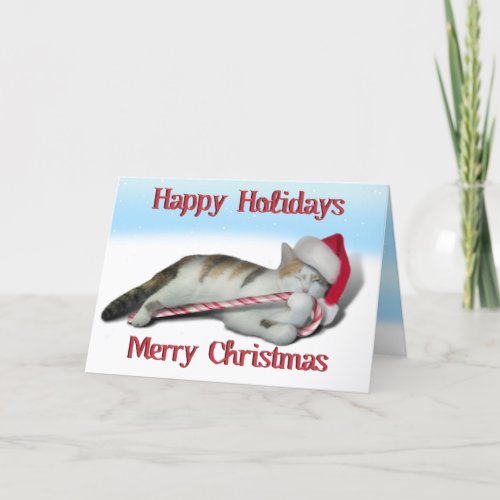 Cali the Candy Cane Kitty Holiday Card