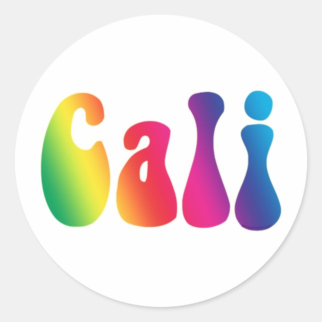 Cali Tie-Dye California Hippie Logo Classic Round Sticker (Front)