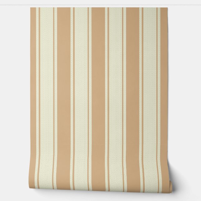 Calico and cream ticking wallpaper  (Unrolling)