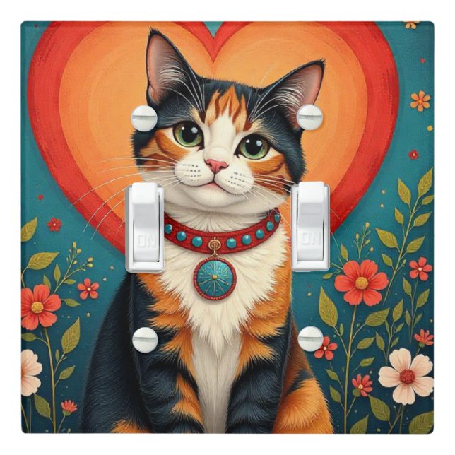 Calico and flowers folk art Light Switch Cover (In Situ)