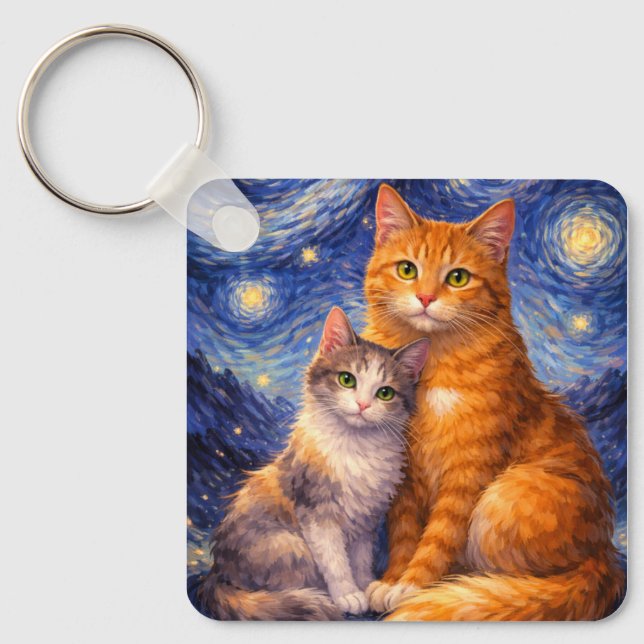 Calico and Tabby Keychain! Customize Back Keychain (Front)