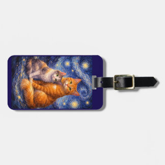 Calico and Tabby Starry Night Luggage Tag