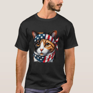 calico cat american flag 4th of july 1 T-Shirt