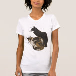 Calico Cat And Black Cat Cut Out T-Shirt