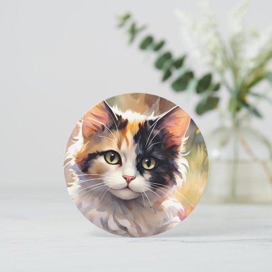 Calico Cat and Butterflies in Spring Garden (Standing Front)