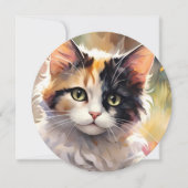 Calico Cat and Butterflies in Spring Garden (Front)