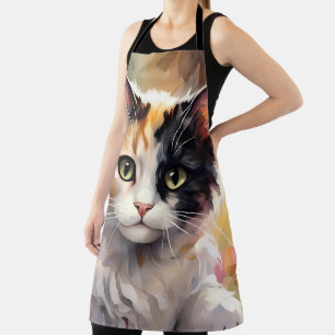 Calico Cat and Butterflies in Spring Garden Apron