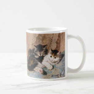 Calico Cat and Gray Kitten Fine Art Painting Coffee Mug