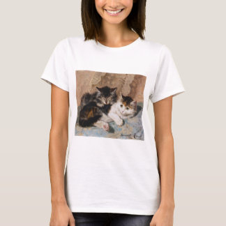 Calico Cat and Gray Kitten Fine Art Painting T-Shirt