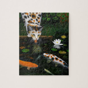 Calico Cat and Koi Fish Jigsaw Puzzle