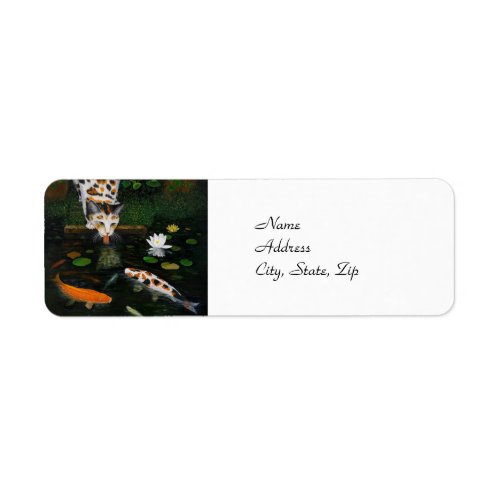 Calico Cat and Koi Fish Label