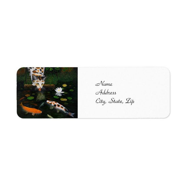 Calico Cat and Koi Fish Label (Front)