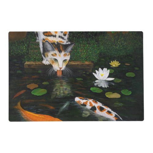 Calico Cat and Koi Fish Placemat