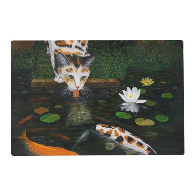 Calico Cat and Koi Fish Placemat (Front)