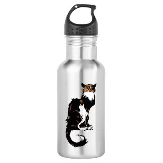 Calico Cat Art "Le Chat Noir" Calicos Parody Cats Stainless Steel Water Bottle