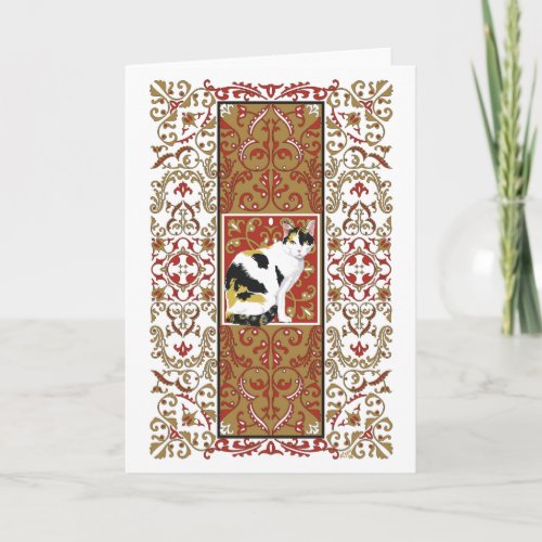 Calico Cat Baroque Holiday Card