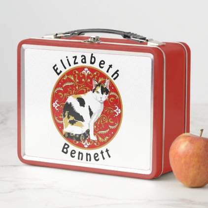 Calico Cat Baroque Metal Lunch Box