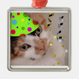 Calico Cat Birthday Party Metal Ornament