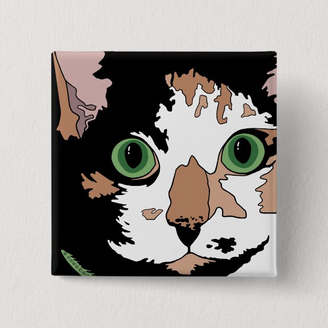 Calico Cat   Button (Front)