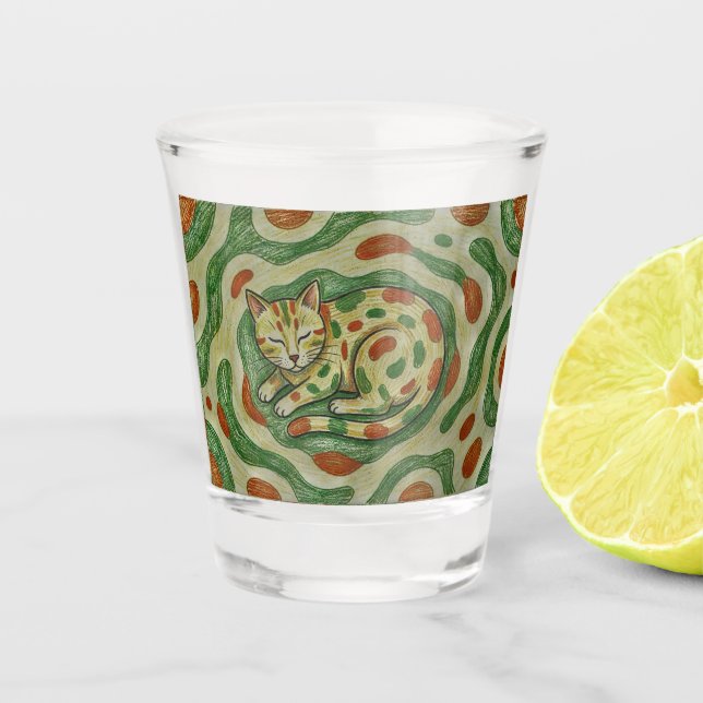 Calico Cat Camouflage Abstract Pattern Shot Glass (Front)