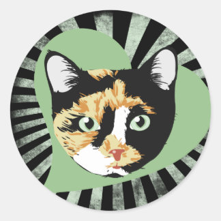 Calico Cat Ceramic  Classic Round Sticker