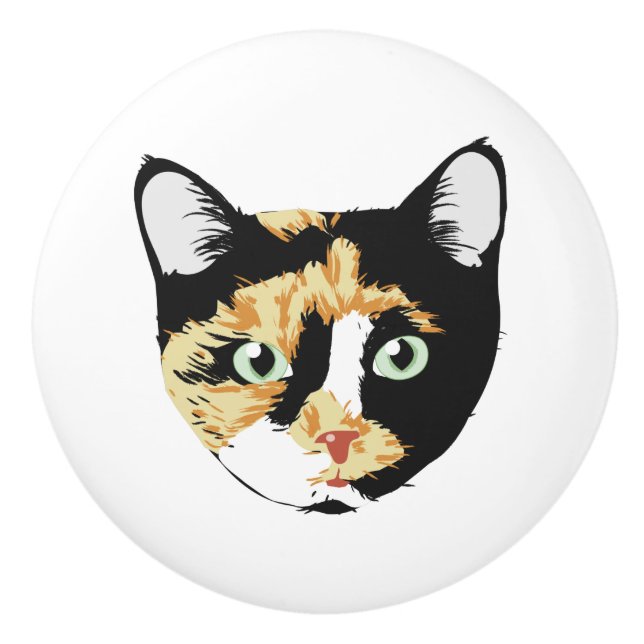 Calico Cat Ceramic Knob (Front)