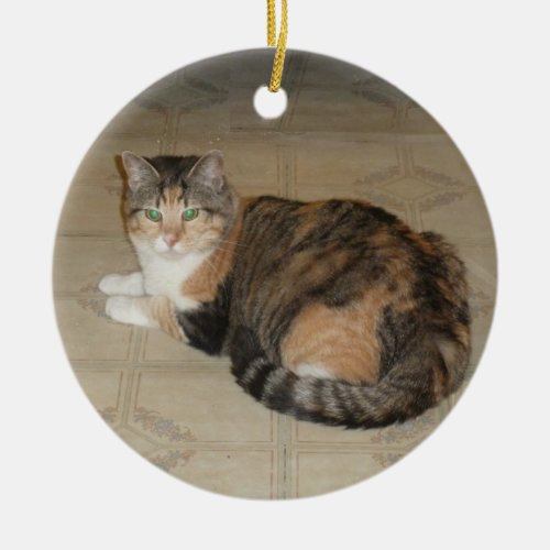 Calico Cat Ceramic Ornament