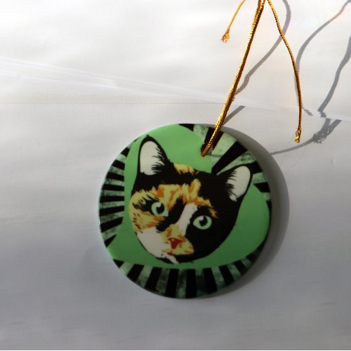 Calico Cat Ceramic Ornament