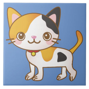 calico cat ceramic tile