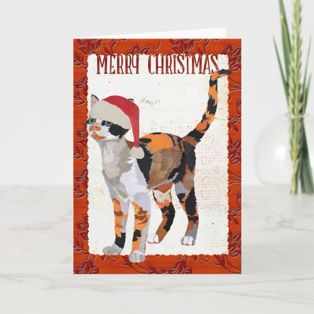 CALICO CAT Christmas CARD (Front)