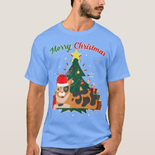 Calico Cat Christmas Tree Snow Flakes Xmas Present T-Shirt