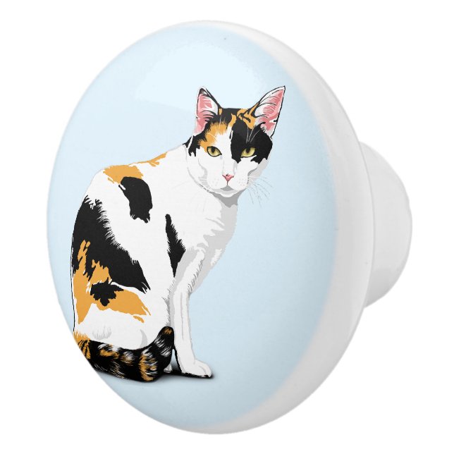 Calico Cat Custom Ceramic Knob (Right)