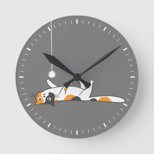 Calico Cat Cute Kitty Round Clock