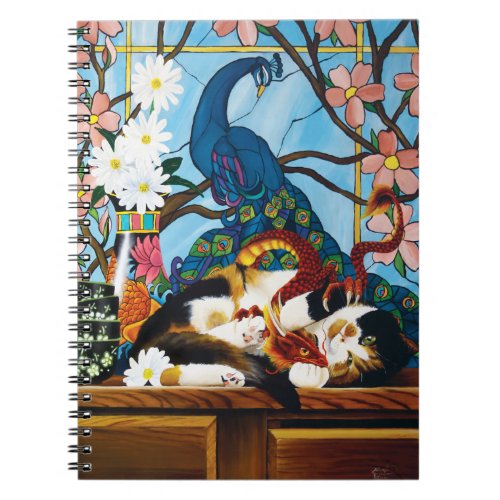 Calico Cat Dragon Red Notebook
