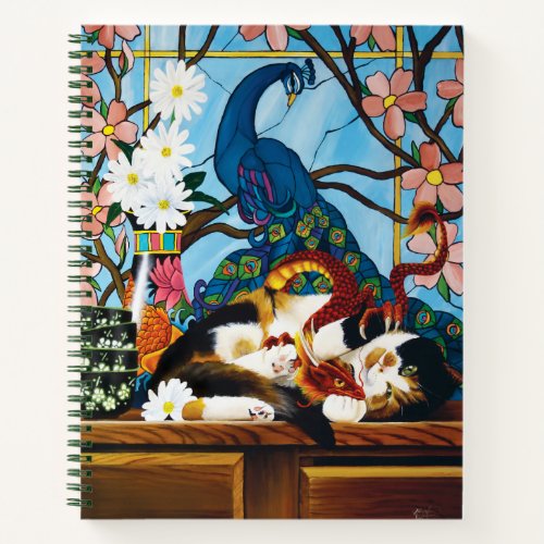 Calico Cat Dragon Red Notebook