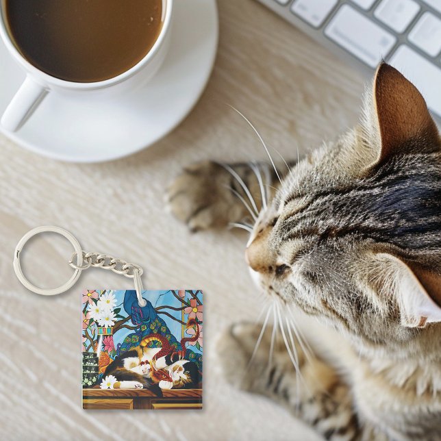 Calico Cat Dragon Red QR code Keychain (Creator Uploaded)