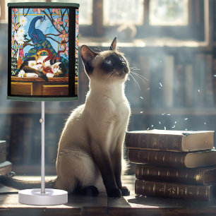 Calico Cat Dragon Red Table Lamp