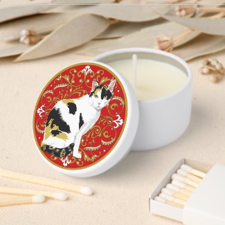Calico Cat Elegant Red and Gold Design