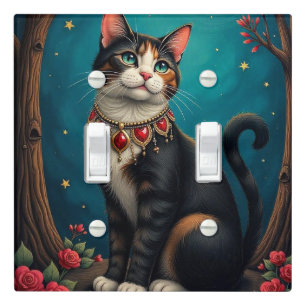 Calico Cat Evening Sky Light Switch Cover