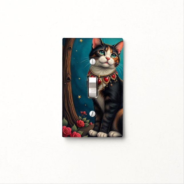 Calico Cat Evening Sky Light Switch Cover (In Situ)