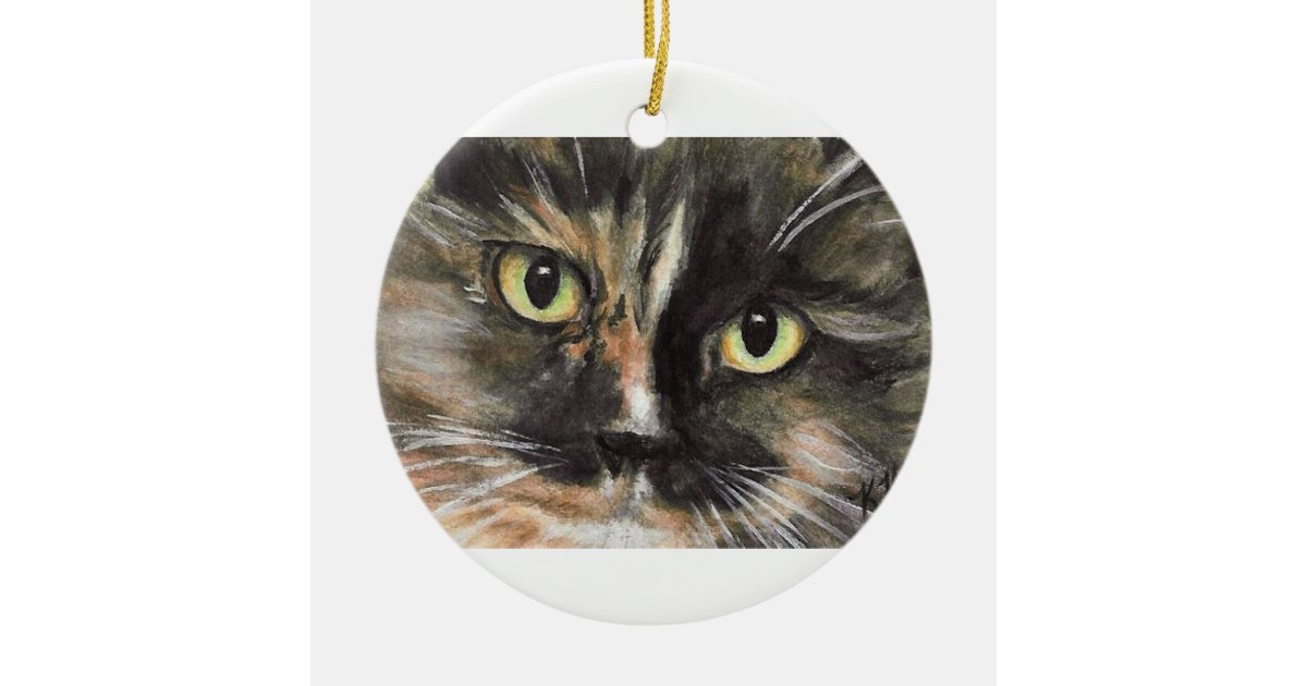 Calico Cat Face Christmas Ornament | Zazzle