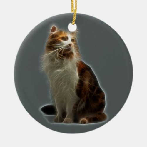Calico Cat Fractal Ceramic Ornament