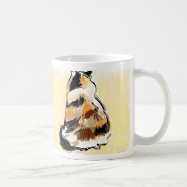 Calico cat from back coffee mug (Right)