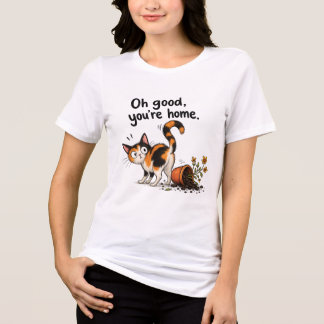 Calico Cat Funny Cat Flower Pot Disaster Tri-Blend Shirt