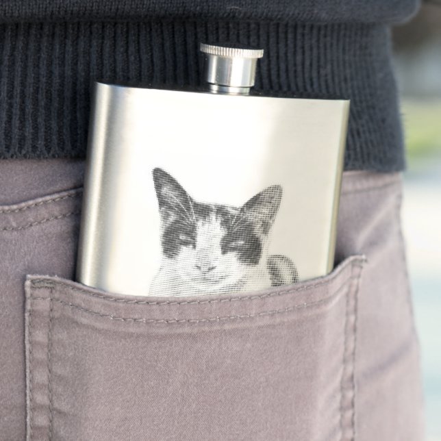 Calico cat halftone effect flask (In Situ)