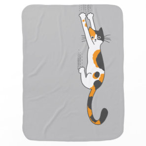 Calico Cat Hanging On Funny Cat Lover's Baby Blanket