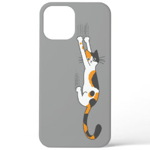 Calico Cat Hanging On Funny Cat Lover's iPhone 12 Pro Max Case